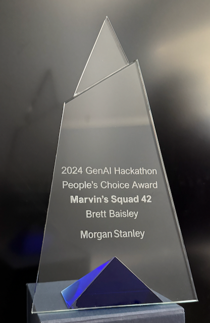 2024 Morgan Stanley GenAI Hackathon People's Choice trophy